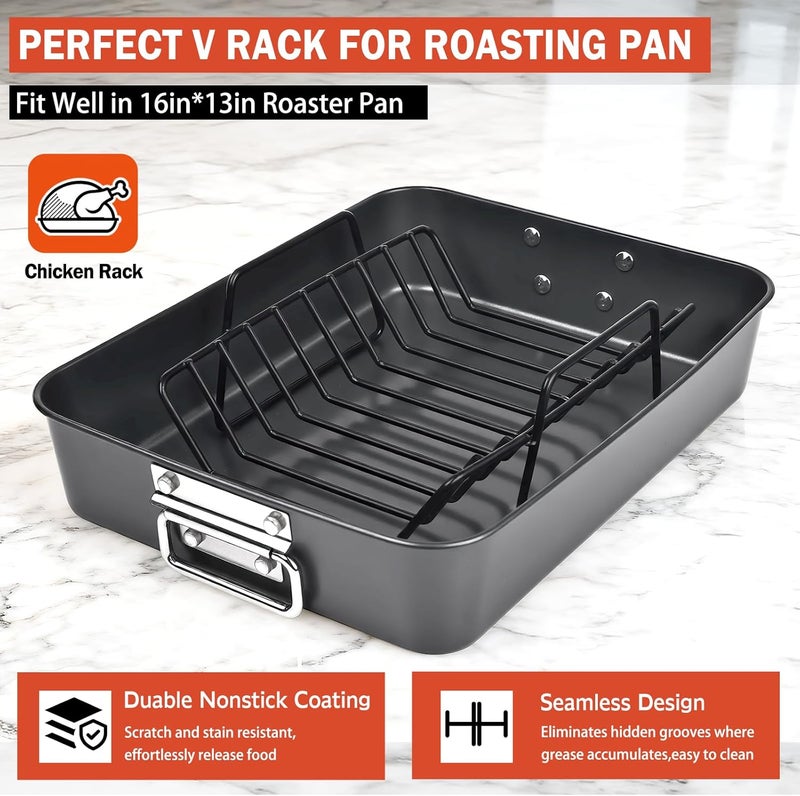 GESTONE Roasting Rack for Turkey, Non-Stick Safe Coating Heavy-duty Turkey Rack for Roasting Pan, 2-in-1 Rib Rack for Smoker Grill, Roasting Rack Insert for Smokers, Oven Cooking - Image 3